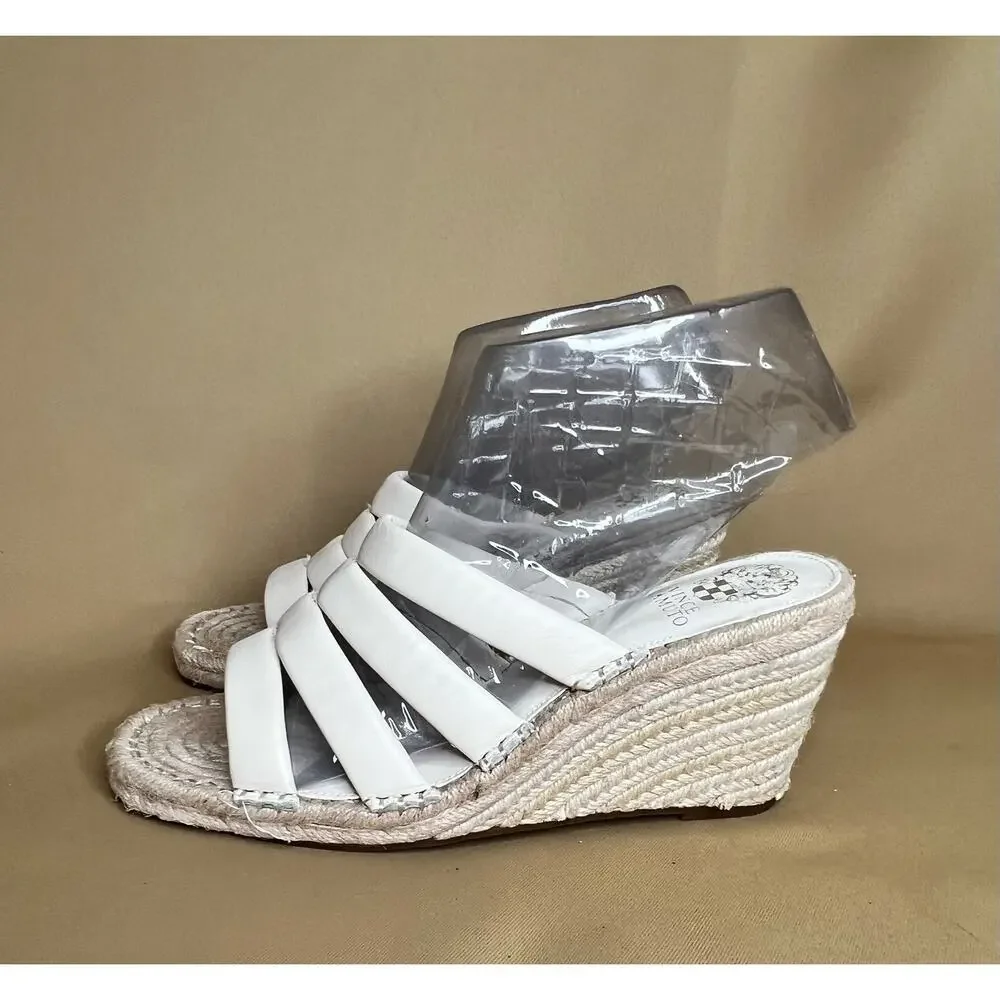 Vince Camuto Molisana Cream Espadrille Wedge Sandal 9.5 New